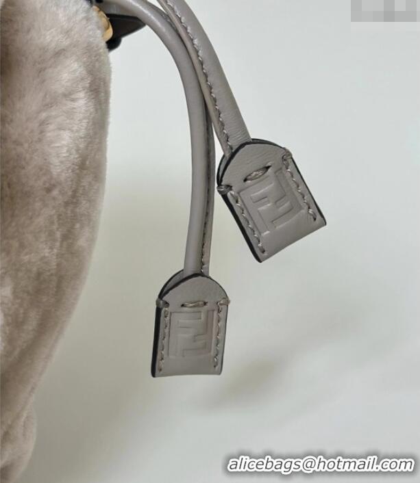 Most Popular Fendi Mamma Baguette Small Bag in Shearling 8693S Grey 2025 Top