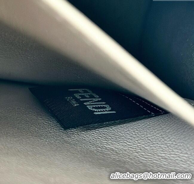 Luxury Cheap Fendi Peekaboo ISeeU Petite Bag in Interlaced Leather 80173S Khaki/Blue 2025 Top