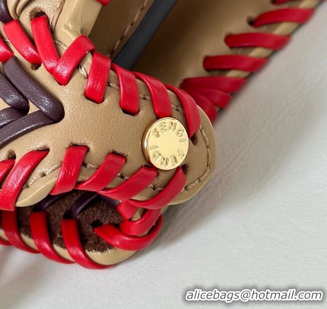 Best Price Fendi Peekaboo ISeeU Petite Bag in Interlaced Leather 80173S Khaki/Red 2025 Top