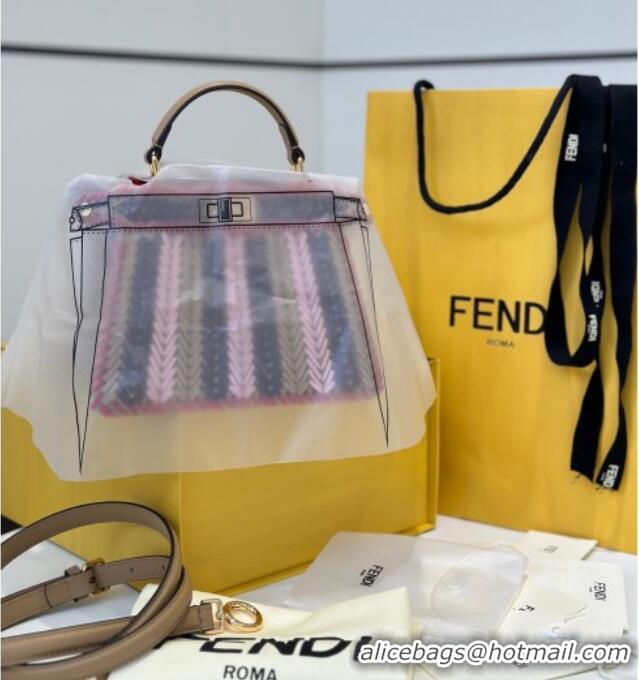 Best Price Fendi Peekaboo ISeeU Petite Bag in Interlaced Leather 80173S Khaki/Red 2025 Top