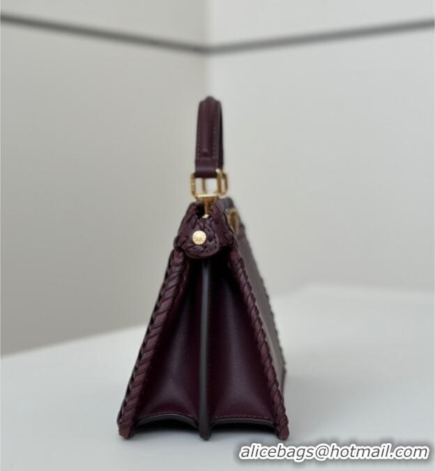 Modern Classic Fendi Peekaboo ISeeU Petite Bag in Interlaced Leather 80138S Burgundy 2025 Top
