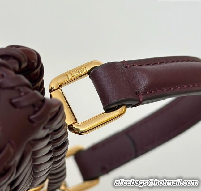 Modern Classic Fendi Peekaboo ISeeU Petite Bag in Interlaced Leather 80138S Burgundy 2025 Top