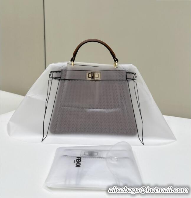 Original Cheap Fendi Peekaboo ISeeU Petite Bag in Interlaced Leather 80138S Caramel 2025 Top