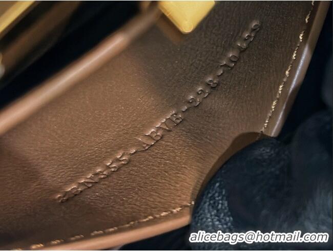 Original Cheap Fendi Peekaboo ISeeU Petite Bag in Interlaced Leather 80138S Caramel 2025 Top