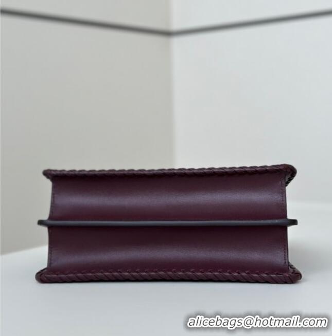 Hot Style Fendi Peekaboo ISeeU Small Bag in Interlaced Leather 80138M Burgundy 2025 Top