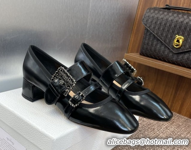 Purchase Dior D-Winter Mary Janes Pumps 3.5cm in Crinkled Patent Calfskin Leather Black 1029090