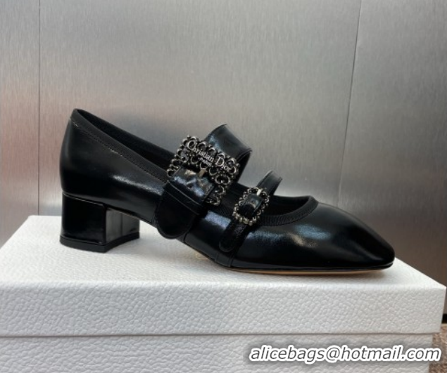 Purchase Dior D-Winter Mary Janes Pumps 3.5cm in Crinkled Patent Calfskin Leather Black 1029090