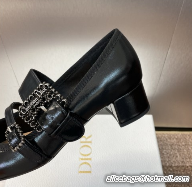 Purchase Dior D-Winter Mary Janes Pumps 3.5cm in Crinkled Patent Calfskin Leather Black 1029090