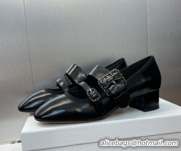 Purchase Dior D-Winter Mary Janes Pumps 3.5cm in Crinkled Patent Calfskin Leather Black 1029090