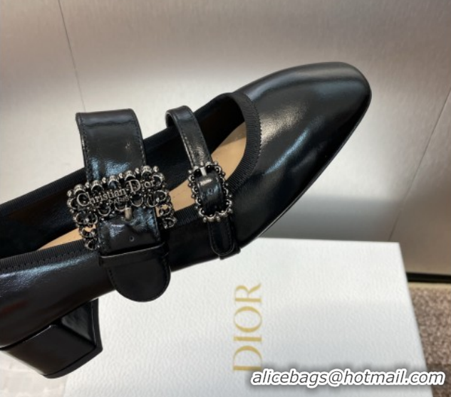 Purchase Dior D-Winter Mary Janes Pumps 3.5cm in Crinkled Patent Calfskin Leather Black 1029090
