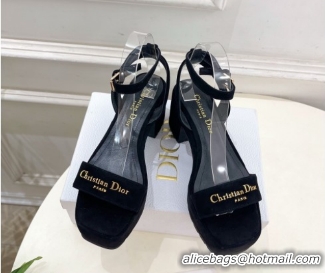 Best Price Dior D-Lane Platform Sandals 8.5cm in Suede with Signature Black 1029095