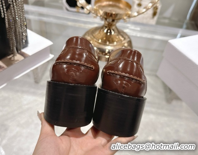 Hot Style Dior Boy Loafer Pumps 5cm in Brushed Calfskin Leather Brown 1216089