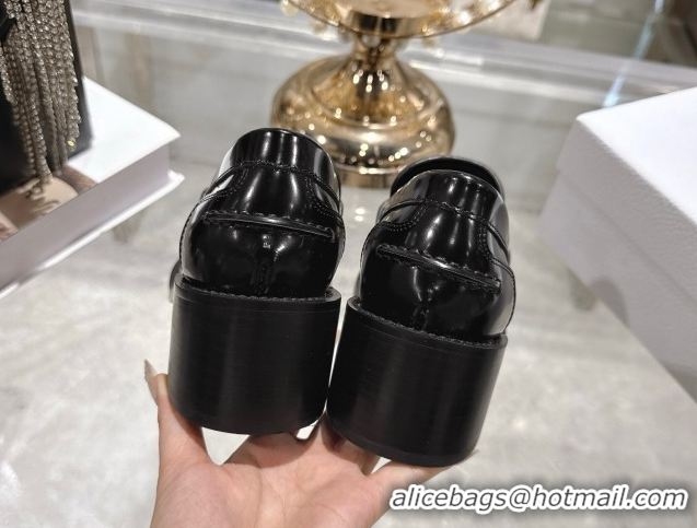Duplicate Dior Boy Loafer Pumps 5cm in Brushed Calfskin Leather Black 1216090