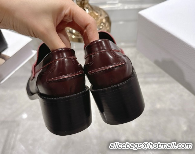 Stylish Dior Boy Loafer Pumps 5cm in Brushed Calfskin Leather Dark Burgundy 1216091