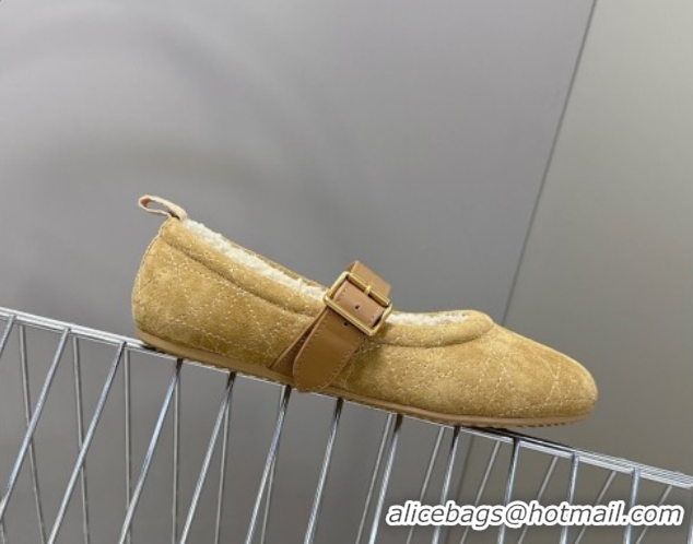 Shop Cheap Dior DiorAlps Dior Frost Ballet Flats in Cannage Suede Camel DR121601 1216092