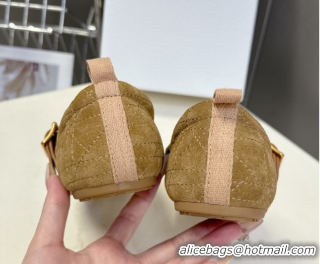 Shop Cheap Dior DiorAlps Dior Frost Ballet Flats in Cannage Suede Camel DR121601 1216092