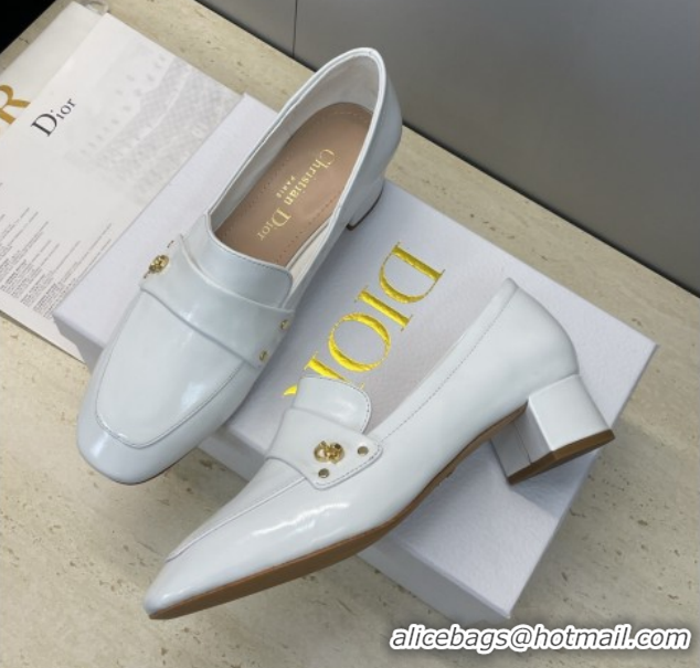 Good Quality Dior D-New Loafers 3.5cm in Patent Leather White DR121602 1216095
