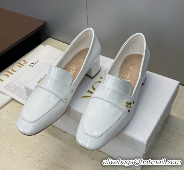 Good Quality Dior D-New Loafers 3.5cm in Patent Leather White DR121602 1216095