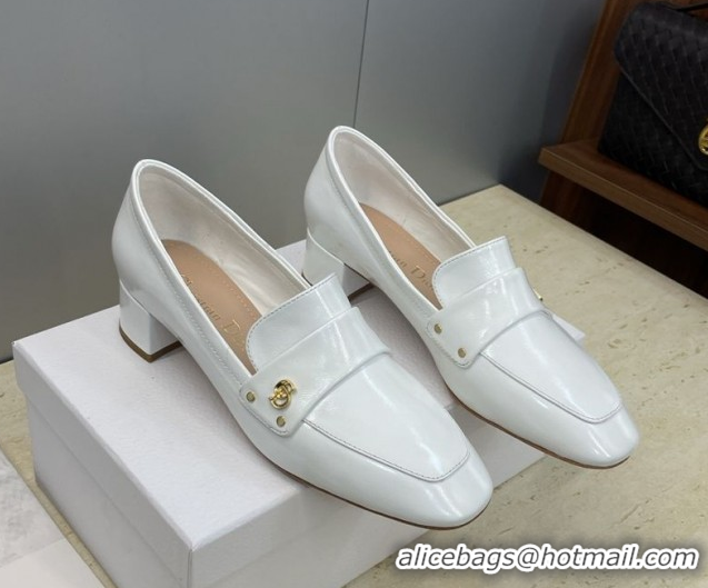 Good Quality Dior D-New Loafers 3.5cm in Patent Leather White DR121602 1216095