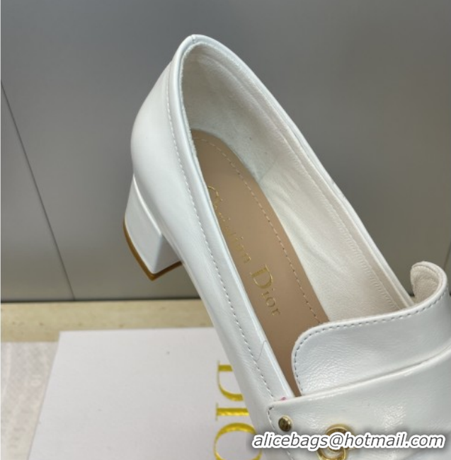 Good Quality Dior D-New Loafers 3.5cm in Patent Leather White DR121602 1216095