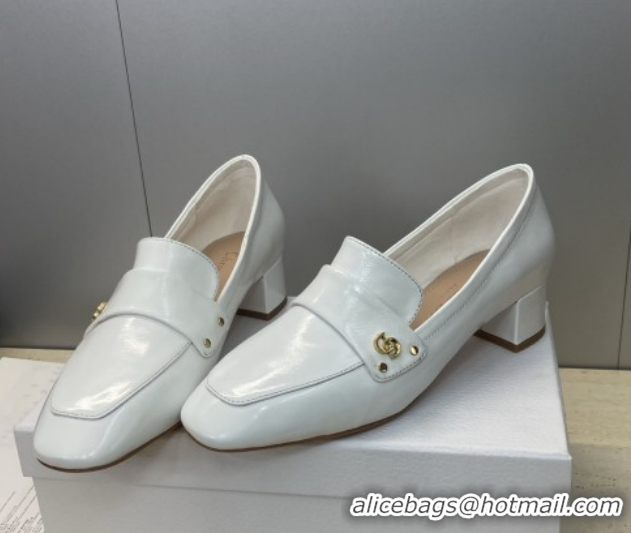 Good Quality Dior D-New Loafers 3.5cm in Patent Leather White DR121602 1216095