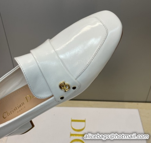 Good Quality Dior D-New Loafers 3.5cm in Patent Leather White DR121602 1216095