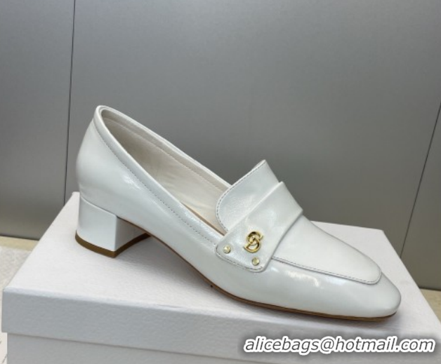 Good Quality Dior D-New Loafers 3.5cm in Patent Leather White DR121602 1216095