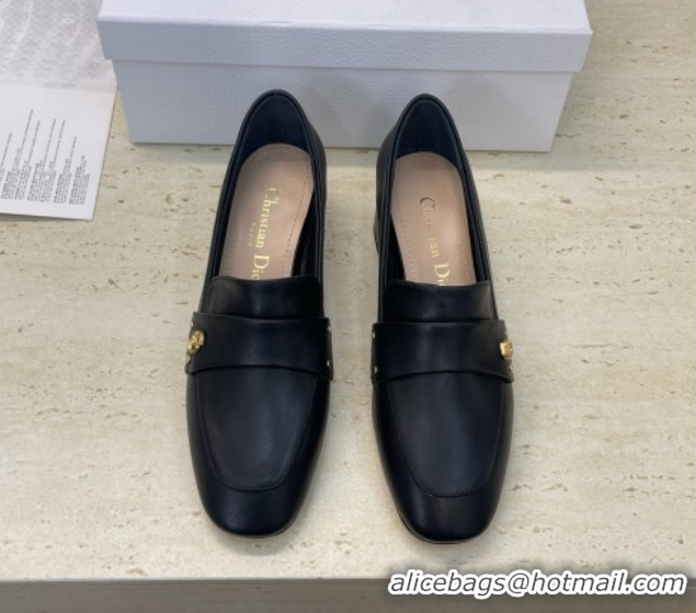 Sophisticated Dior D-New Loafers 3.5cm in Calfskin Leather Black DR121602 51216096