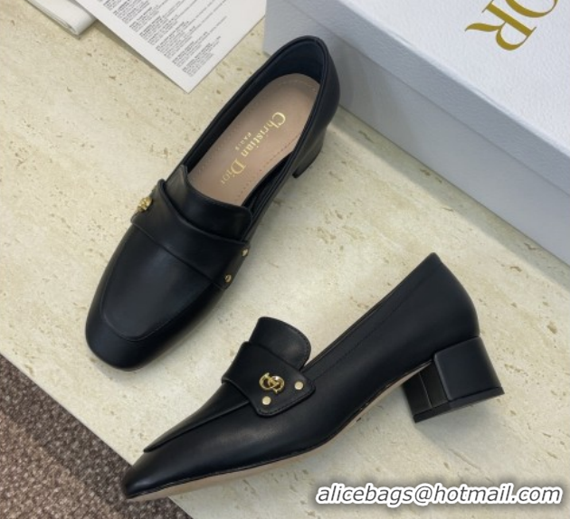 Sophisticated Dior D-New Loafers 3.5cm in Calfskin Leather Black DR121602 51216096