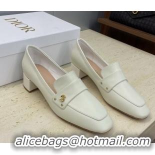 Shop Duplicate Dior D-New Loafers 3.5cm in Calfskin Leather White DR121602 1216097