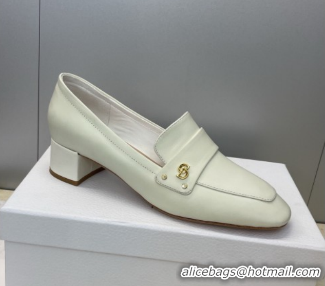 Shop Duplicate Dior D-New Loafers 3.5cm in Calfskin Leather White DR121602 1216097
