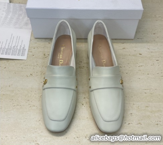 Shop Duplicate Dior D-New Loafers 3.5cm in Calfskin Leather White DR121602 1216097