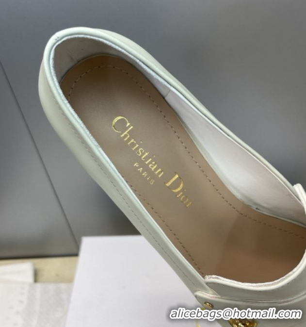 Shop Duplicate Dior D-New Loafers 3.5cm in Calfskin Leather White DR121602 1216097