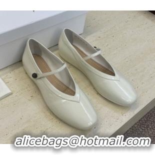 Modern Dior New Ballet Flats in Crinkled Patent Calfskin Leather White DR121604 1216103
