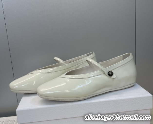 Modern Dior New Ballet Flats in Crinkled Patent Calfskin Leather White DR121604 1216103