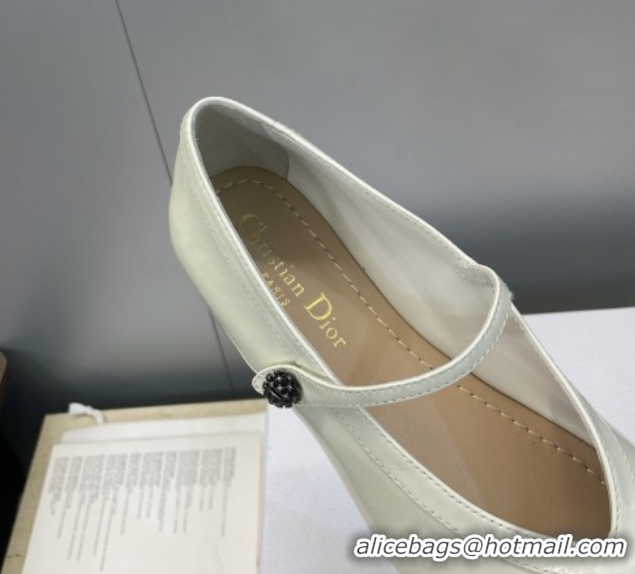 Modern Dior New Ballet Flats in Crinkled Patent Calfskin Leather White DR121604 1216103