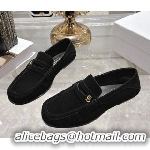 Purchase Dior Time Flat Loafers in Suede Black DR121605 1216110