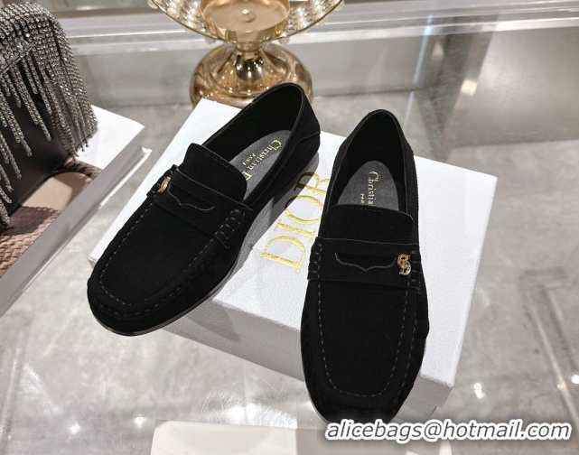 Purchase Dior Time Flat Loafers in Suede Black DR121605 1216110