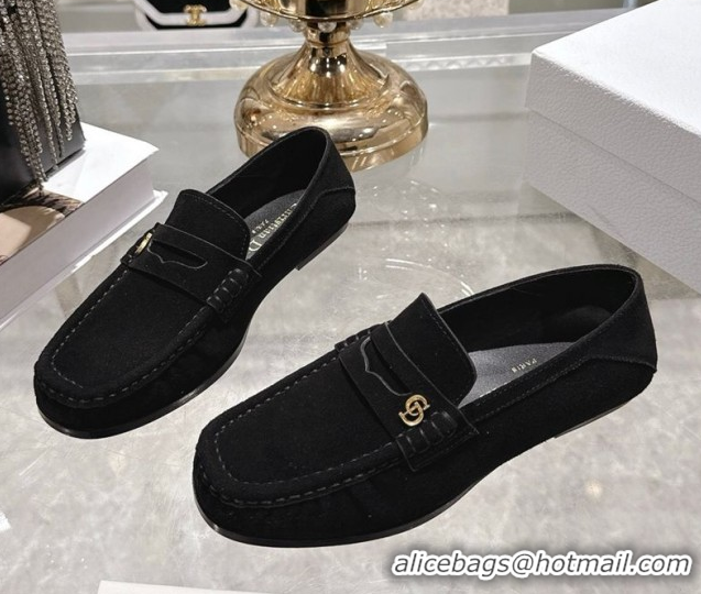 Purchase Dior Time Flat Loafers in Suede Black DR121605 1216110