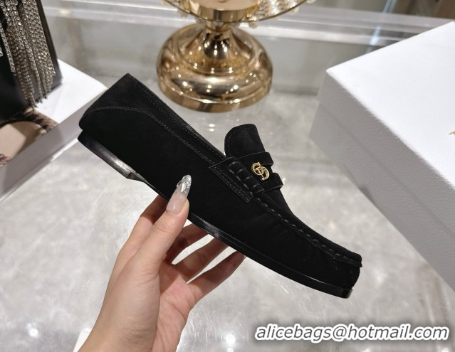 Purchase Dior Time Flat Loafers in Suede Black DR121605 1216110