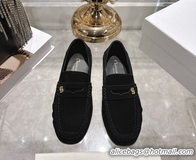 Purchase Dior Time Flat Loafers in Suede Black DR121605 1216110