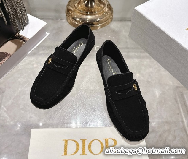Purchase Dior Time Flat Loafers in Suede Black DR121605 1216110