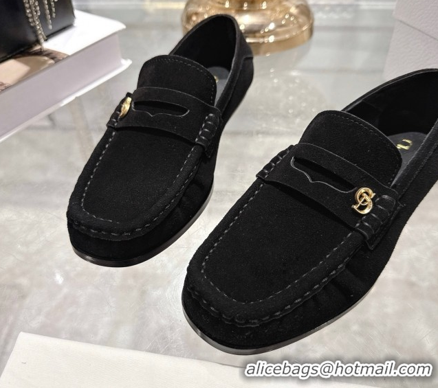 Purchase Dior Time Flat Loafers in Suede Black DR121605 1216110