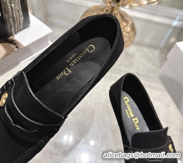 Purchase Dior Time Flat Loafers in Suede Black DR121605 1216110
