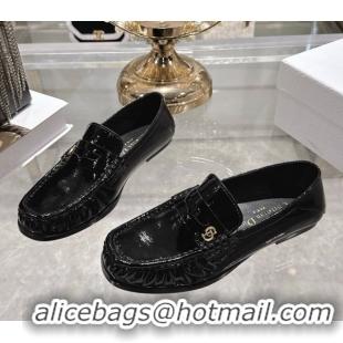 Sumptuous Dior Time Flat Loafers in Patent Leather Black DR121605 1216111