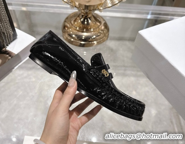 Sumptuous Dior Time Flat Loafers in Patent Leather Black DR121605 1216111