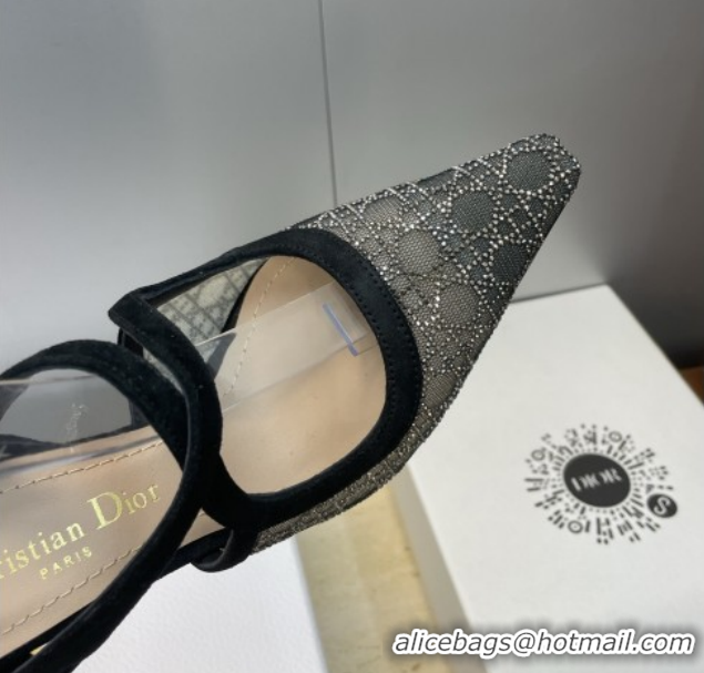 Good Quality Dior Capture Heeled Sandals 9.5cm in Mesh with Strass Cannage Motif DR121606 51216112