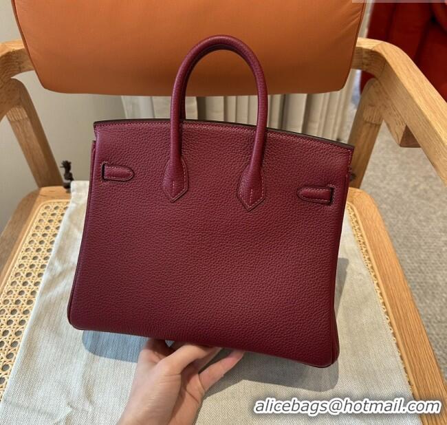 Best Price Hermes Birkin 30 Bag in Togo Calfskin Leather H30 Bordeaux/Gold 2025 (Half Handmade)