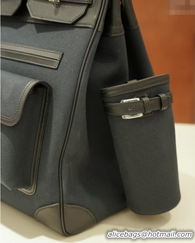 Buy Discount Hermes HAC CARGO HAUT A COURROIES 40 Bag in Canvas & Swift Leather H40 Black 2025(Half Handmade)
