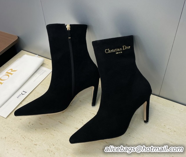 Duplicate Dior My Dior Heeled Ankle Boots 8cm in Suede Black DR121608 1216118